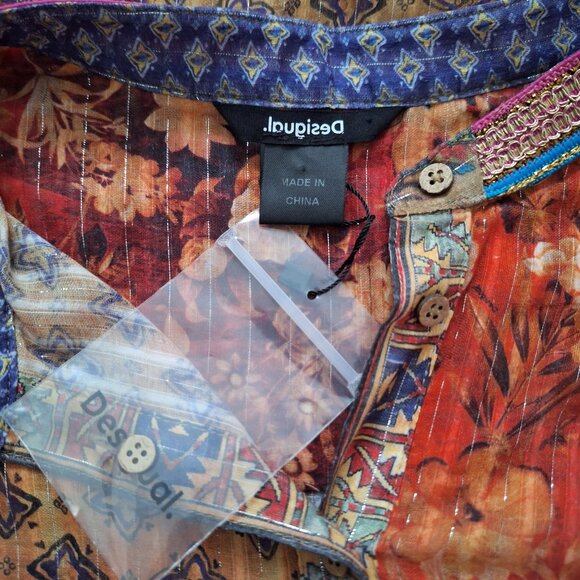 Desigual Cotton Multiprint Button Down Blouse NWT - Picture 8 of 15